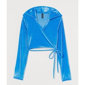 H&M VELOUR CROP HOODIE